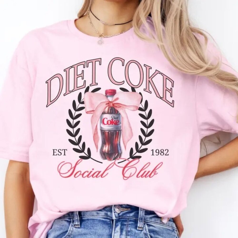 Diet Coke Social Club Coquette Bow Graphic Tee - Pink